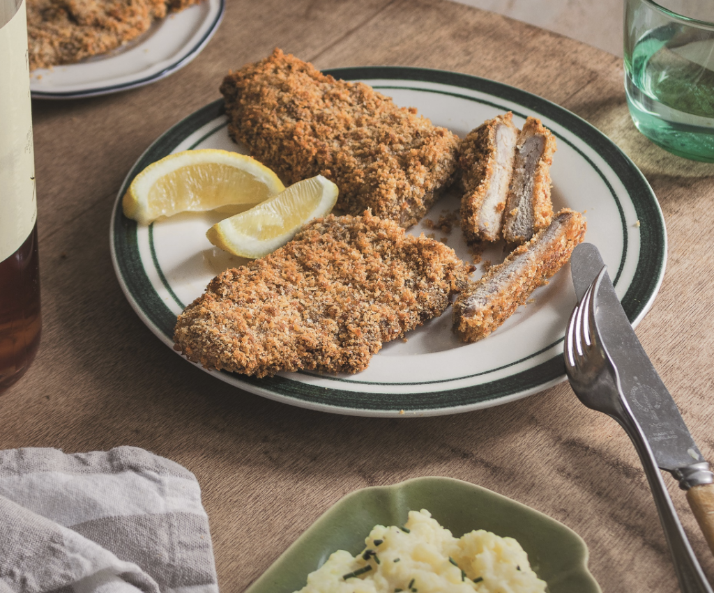 Τι θα φάμε σήμερα; Μοσχαρίσιο σνίτσελ φούρνου με πουρέ